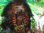 The male costume included an intimidating Jaguar head (not real). His black and red painted eyes enhanced it all.