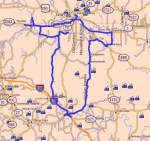 This is our GPS track for Tuesday. We logged 40 caches!